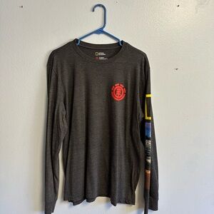 Pacsun x National Geographic x Element Skateboards Gray Graphic Long Sleeve